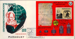 1976 PARAGUAY , SOBRE DE PRIMER DIA , FIRST DAY COVER , CENTENARIO DEL TELÉFONO , GRAHAM BELL , TELEPHONE - Paraguay