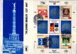 1987  PARAGUAY , SOBRE DE PRIMER DIA , FIRST DAY COVER , 750 ANIVERSARIO DE BERLIN , COINS , MONEDAS , SELLOS , STAMPS - Paraguay