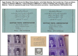 Egypt TWO Complete Stamp Booklet 1939 King Farouk Civil 5,10, 15 Composite Values Left & Right Stitched - Unused Stamps