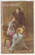 E61. Vintage French Postcard. Courting Couple. Your Little Name Is In My Heart - Couples