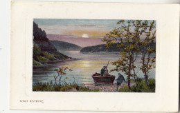 E39. Vintage Postcard. Loch Katrine At Night, Stirlingshire, Scotland. Fishing - Stirlingshire