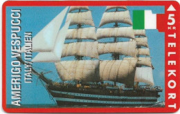 Denmark - KTAS - Ships (Red) - Italy - Amerigo Vespucci - TDKP059 - 01.1994, 5kr, 2.500ex, Used - Denemarken