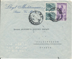 Italy Air Mail Cover Sent To Sweden Roma 8-9-1954 (the Cover Is Light Folded) - Correo Aéreo