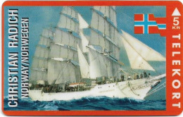 Denmark - KTAS - Ships (Red) - Norway - Christian Radich - TDKP177 - 10.1995, 5kr, 1.000ex, Used - Danimarca