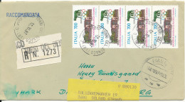 Italy Registered Cover Sent To Denmark Torri Del Benaco 12-10-1987 - 1981-90: Marcophilia