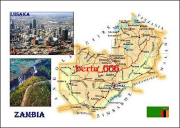 Zambia Country Map New Postcard * Carte Geographique * Landkarte - Zambie