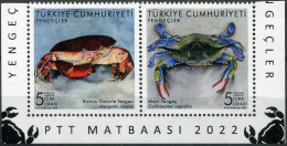 TURKEY - 2022 - BLOCK OF 2 STAMPS MNH ** - Crabs Of Turkey (I) - Unused Stamps