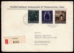 Liechtenstein R-Brief Vaduz - Saarbrücken Mi.374-6 Von 1958    (22925 - Altri & Non Classificati