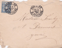 1899-lettre PARIS 90 Pour DIXMONT-89-type Sage Date 9-MARS-1899.. Beau  Cachet - 1877-1920: Semi Modern Period