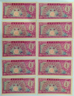 South Korea - Lot 10 * 1 Won 1953 P. 11 Hwan - Block 3 - UNC Consecutives From Bundle - Occasion - Very Rare!! - Corea Del Sud