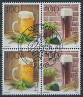 Suisse - 2019 - Bierbraukunst - Zusammenhängende - Viererblock - Ersttag Stempel ET - Se-Tenant