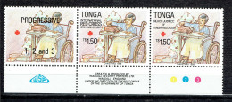 Noël. 125ème Anniv Croix-Rouge Et Croissant Rouge Et 25ème Anniv Croix-Rouge Nationale : Jeune Malade En Fauteuil Roulan - Tonga (1970-...)