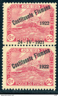 Fiume - Costituente Fiumana Cent. 60 Coppia Soprastampa Spostata - Andere & Zonder Classificatie