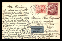 CARTE AYANT VOYAGE PAR AVION DE TCHECOSLOVAQUIE VERS NOISY-LE-SEC (FRANCE) - Airmail