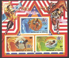 Djibouti, 1984, Olympic Summer Games Los Angeles, Marathon, High Jump, Swimming, Imperforated, MNH, Michel Block 98B - Dschibuti (1977-...)