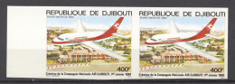 Djibouti, 1980, Air Djibouti, Airplane, Aviation, Imperforated, MNH Pair, Michel 270B - Dschibuti (1977-...)