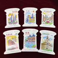 China A Complete Set Of Six Special-shaped Postcards Of Shanghai's Characteristic Scenic Spots Yu Garden On The Bund, Na - Postkaarten