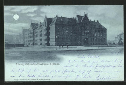 Mondschein-AK Hamburg-Altona, Eisenbahndirektionsgebäude  - Altona