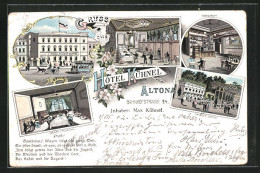 Lithographie Hamburg-Altona, Hotel-Restaurant Kühnel, Bahnhofstrasse 24  - Altona