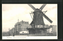 AK Hamburg-St. Pauli, Mühle Auf Dem Heiligengeistfeld Mit Reklame  - Windmolens