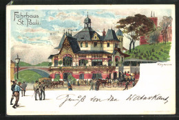 Künstler-AK Heinrich Kley: Hamburg-St. Pauli, Restaurant Fährhaus St. Pauli  - Kley