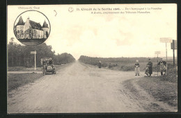 AK Circuit De La Sarthe 1906, De Champagné à La Fourche, A Droite, Emplacement Des Tribunes Mancelles, Autorennen  - Other & Unclassified