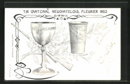 AK Fleurier, Tir Cantonal Neuchatelois 1902, Pokal Und Gewehr  - Fleurier
