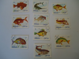 OMAN STATE  USED    SET 10   FISH FISHES - Omán