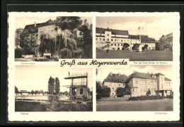 AK Hoyerswerda, Platz Der Roten Armee Mit Rathaus, Freibad, Heimatmuseum  - Hoyerswerda