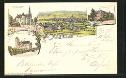 Lithographie Alfeld /Leine, Neues Seminar, Kreisständehaus, Marktplatz Mit Rathaus  - Alfeld