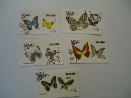 OMAN STATE  USED    SET 5   BUTTERFLIES - Vlinders