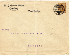 63700 - Deutsches Reich - 1904 - 3Pfg Germania PGAU (senkr Bug) "M.J.Emden" HAMBURG -> Goerlitz - Covers