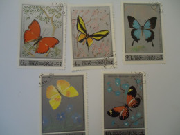 OMAN STATE  USED    SET 5   BUTTERFLIES - Papillons