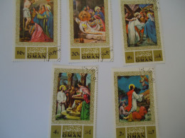 OMAN STATE  USED    SET 5 PAINTINGS - Omán