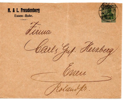 63701 - Deutsches Reich - 1910 - 5Pfg Germania PGAU (senkr Bug) "H.&L.Freudenberg" Als OrtsBf ESSEN - Enveloppes