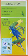 Brochure Brazil Edital 2001 15 Brazilian Birds Parrot Without Stamp - Covers & Documents