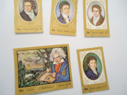 OMAN STATE  USED  SET 5  FAMOUS PEOPLES MOZART MUSIC - Music