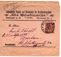 63708 - Altdeutschland / Wuerttemberg - 1910 - 3Pfg PGAStreifb "Die Briefmarke" ESSLINGEN -> Breslau - Entiers Postaux