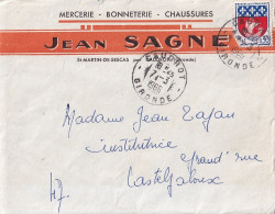 ENVELOPPE A ENTETE - JEAN SAGNE MERCERIE BONNETERIE CHAUSSURES - SAINT MARTIN DE SESCAS PAR CAUDROT ( GIRONDE ) - Kleidung & Textil