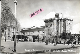 Sicilia-agrigento-menfi Piazza Vittorio Emanuele Veduta Castello Burgio Millusio Animata Anni 60 - Autres & Non Classés