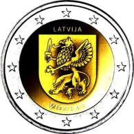 2 Euro Lettland Latvia 2016  Region Vidzeme -  LION / DRAGON SABER - COIN UNC FROM MINT ROLL - Lettonia