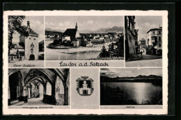 AK Laufen A. D. Salzach, Ortsansicht, Oberer Stadtturm, Abtsee, Kreuzgang In Der Stiftskirche  - Lauf