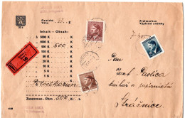 L63741 - Deutsches Reich / Böhmen & Mähren - 1944 - 6K Hitler MiF A W-Bf (500K / 30g) BRUENN -> Straznice - Covers & Documents