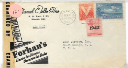 Cuba Letter CENSORED Habana 1943 To USA Advertising Letter - Storia Postale