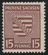 SBZ 80Yb Provinzwappen 15 Pf, Wz.1Y, Bräunlichkarmin, Gezähnt, ** - Nuovi