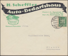 356 Reichsadler EF Auf Ortsbrief Autohaus Scheffler PLAUEN (VOGTL.) 8.11.1924 - Cars