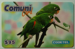 DOMINICAN REPUBLIC / DOMINICANA - Codetel - Remote Memory - Comuni Card - 1997 - $95 - Specimen - Green Parrots - Dominicana