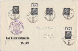 Sonderstempel HAMBURG Tag Der Briefmarke 9.1.1937 Auf Fünf Marken 512 Auf Brief - Stamp's Day