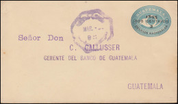 Guatemala Umschlag 5 Cent. Mit Aufdruck 2 Cent. 1895 Nach GUATEMALA 13.3.1898 - Guatemala