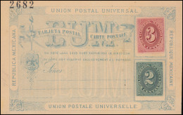 Mexiko Postkarte Ziffer 3 Cent. Rot Und 2 Cent. Grün 1882, Ungebraucht ** - Mexiko